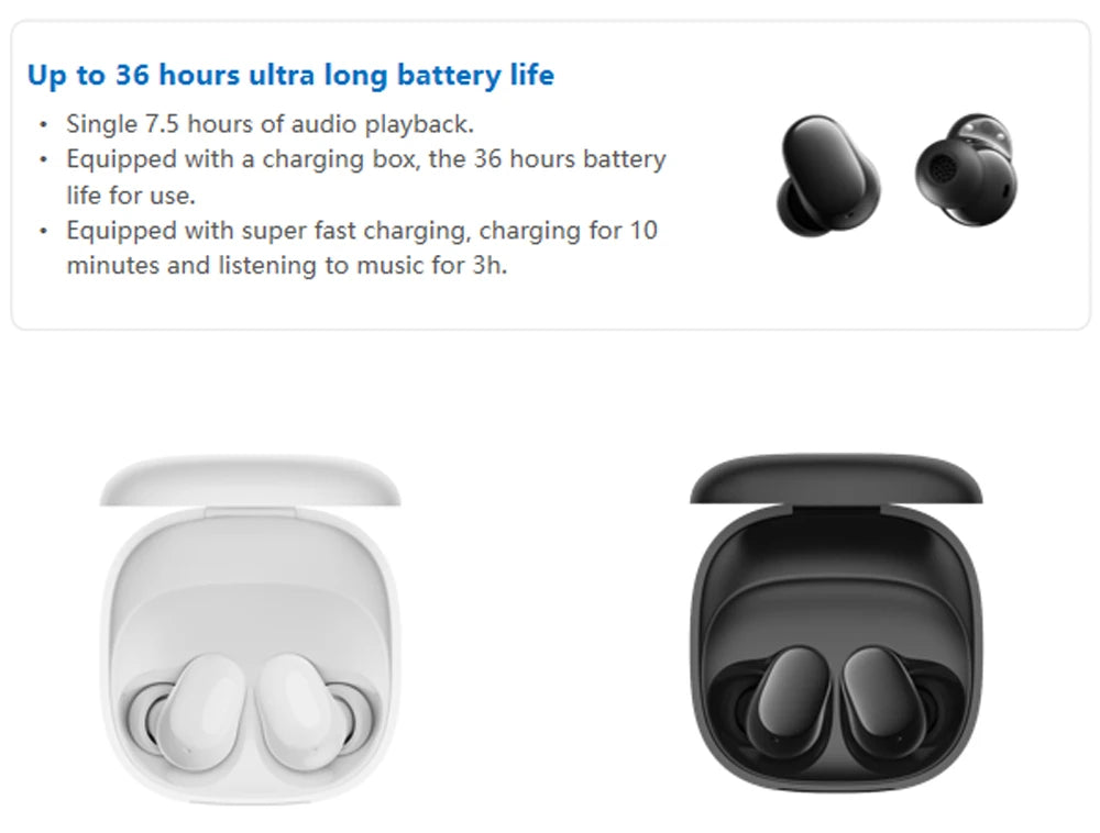 World Premiere Xiaomi Redmi buds 6 Play Up 36 hours  AI noise cancellation for calls Bluetooth 5.4 TWS Earphone Earbuds AI ENC