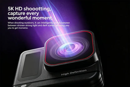5K Action Camera 4K60fps 2.0'' Touchscreen Recording Cam Body Waterproof 6 Axis EIS Sport Camera Motorcycle Bicycle Helmet