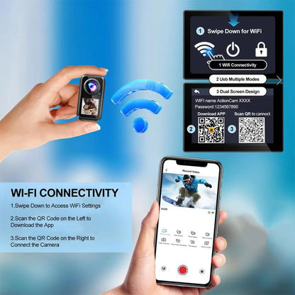 5K Thumb Action Camera 4K 60FPS 6-Axis Touch Screen Stabilization Pocket Sports Camera Magnetic Motorcycle Waterproof Bodycam