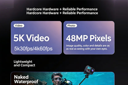 5K Action Camera 4K60fps 2.0'' Touchscreen Recording Cam Body Waterproof 6 Axis EIS Sport Camera Motorcycle Bicycle Helmet