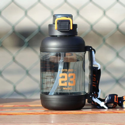 Large Capacity Scale Sports Water Cup Straw Transparent Scale Fitness Water Bottle Leakproof PC Fitness Drinking Bottle Running