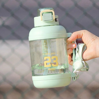 Large Capacity Scale Sports Water Cup Straw Transparent Scale Fitness Water Bottle Leakproof PC Fitness Drinking Bottle Running