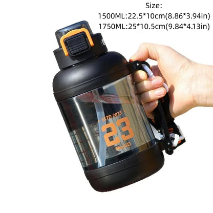 Large Capacity Scale Sports Water Cup Straw Transparent Scale Fitness Water Bottle Leakproof PC Fitness Drinking Bottle Running