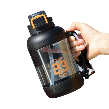 Large Capacity Scale Sports Water Cup Straw Transparent Scale Fitness Water Bottle Leakproof PC Fitness Drinking Bottle Running