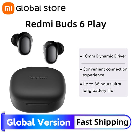 World Premiere Xiaomi Redmi buds 6 Play Up 36 hours  AI noise cancellation for calls Bluetooth 5.4 TWS Earphone Earbuds AI ENC
