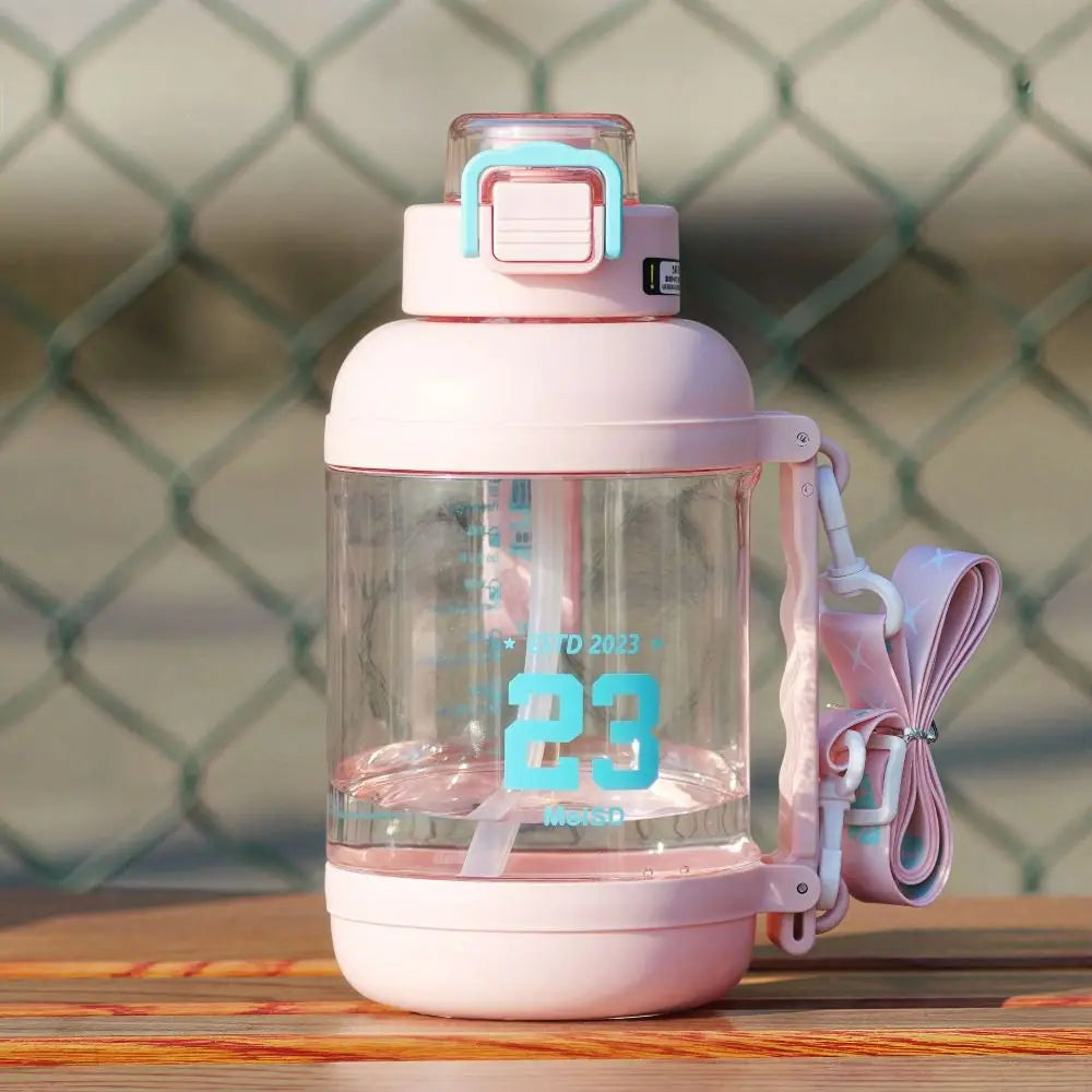 Large Capacity Scale Sports Water Cup Straw Transparent Scale Fitness Water Bottle Leakproof PC Fitness Drinking Bottle Running